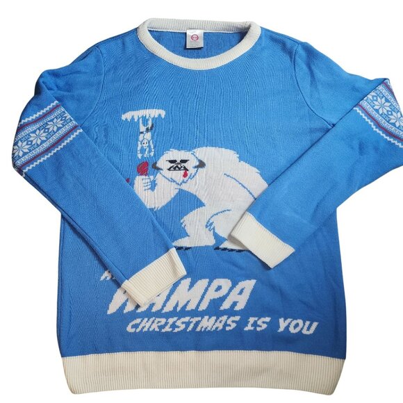 Numskull Wampa Christmas Sweater Small Blue Knit Crewneck - Picture 2 of 7